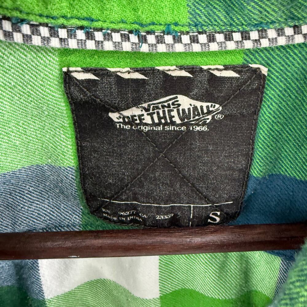 Vans Off The Wall Buffalo Plaid Flannel Mens Small Green Blue - Picture 4 of 4